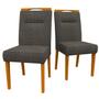 Imagem de Conjunto Com 2 Cadeiras Para Sala de Jantar Estofadas Lectus Madeira Maciça Cor Ype Linho Cinza Escuro LN03 New Ceval