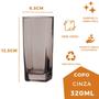 Imagem de Conjunto Com 2 Copos Vidro Bali Quadrado Sucos 320ml Cinza