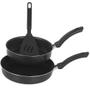 Imagem de Conjunto com 2 Frigideiras Antiaderente de 18 cm e 20 cm com Espátula Preto - Nacional