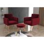 Imagem de Conjunto com 2 Poltronas e 1 Puff Dallas Veludo Vermelho