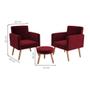 Imagem de Conjunto com 2 Poltronas e 1 Puff Dallas Veludo Vermelho