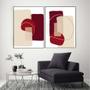 Imagem de Conjunto com 2 quadros decorativos Abstrato vermelho e bege.