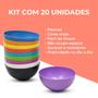 Imagem de Conjunto Com 20 Bowls de 380ml Tigelas Plástico Cores Vivas Colorido Sobremesa Sopa Caldos Sorvete