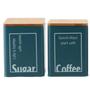 Imagem de Conjunto com 3 Latas Importadas Porta Condimento Metal Verde com Tampa de Bambu para Café Chá Açucar