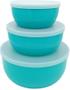 Imagem de Conjunto com 3 Potes, kit com 3 tamanhos diferentes de 0,4l, 0,8l e 1,6l, Verde com Tampas