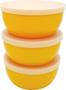 Imagem de Conjunto com 3 Potes, Kit potes de ótima qualidade, 19x8cm 1,6l, parede grossa, Amarelo com Tampas