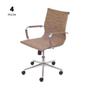Imagem de Conjunto com 4 Cadeiras Eames Office Esteririnha Retrô Castanho Baixa com base Rodízio