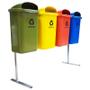 Imagem de Conjunto com 4 lixeiras 50 litros coleta seletiva com suporte em aço carbono