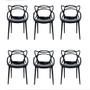 Imagem de Conjunto com 6 Cadeiras Resistente Allegra Preta Plastico Polipropileno Empilhavel Jardim Cozinha