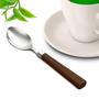 Imagem de Conjunto com 6 colheres p/chá de aço inox c/cabo de plástico rattan marrom 16cm - LYOR