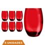 Imagem de Conjunto Com 6 Copos Vidro Bellagio 450ml Grande Vermelho