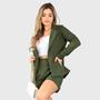 Imagem de Conjunto com blazer e short em linho/modelo alfaiataria/casual/social/conjunto feminino/blazer/calça