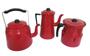 Imagem de Conjunto Com Bule Chaleira Leiteira Com Apito Vermelho