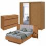 Imagem de Conjunto com Guarda-roupa Casal Velaris com Espelho, Cômoda Ledere Cama Casal Solaris