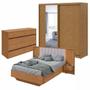 Imagem de Conjunto com Guarda-roupa Casal Velaris com Espelho, Cômoda Ledere Cama Casal Solaris
