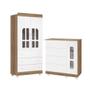 Imagem de Conjunto Comoda Sapateira 4 Gavetas 1 Porta E Guarda Roupa 2 Portas Katatau Infantil Para Quarto Branco Brilho E Mezzo - Reller