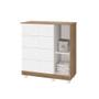 Imagem de Conjunto Comoda Sapateira 4 Gavetas 1 Porta E Guarda Roupa 2 Portas Katatau Infantil Para Quarto Branco Brilho E Mezzo - Reller