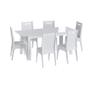 Imagem de Conjunto Completo Jantar Cozinha Mesa Elástica C/ 8 Cadeiras - Branco CJE10305(8).008