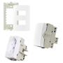Imagem de Conjunto Completo Tomada e Interruptor Simples Duplos Placa Suporte Módulos 2P T 10A 250V 4X2 Branca 3 Pinos Slim Luxo Elegante Casa 10 Amperes SLEEK