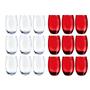 Imagem de Conjunto Copo Vidro 450ml 9 Vermelho / 9 Transparente California