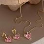 Imagem de Conjunto Coração Rosa Com Zircônia Folheado A Ouro 18K Antialérgico - SHPRI036