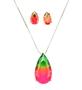 Imagem de Conjunto Cordão Pingente E Brincos Gota Rainbow Melancia Ródio Negro 4589