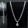 Imagem de Conjunto Corrente Grumet 70cm 3mm Pingente Nossa Senhora E Pulseira 21cm Prata 925 Legitima