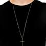 Imagem de Conjunto Corrente Masculina 80cm com Crucifixo e Brinco Argola Cruz tudo Folheado a Ouro 18K