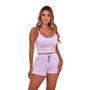 Imagem de Conjunto Cropped Alça Fina Com Bojo e Short Branco