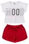 Imagem de Conjunto Cropped Branco Com Short Vermelho