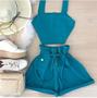 Imagem de Conjunto cropped com shorts em linho