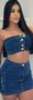 Imagem de Conjunto Cropped Sem Alça E Saia Jeans Pimenta Original