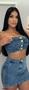 Imagem de Conjunto Cropped sem Alça Saia Jeans com Lycra Pimenta Original