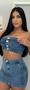 Imagem de Conjunto Cropped sem Alça Saia Jeans com Lycra Pimenta Original