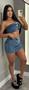Imagem de Conjunto Cropped sem Alça Saia Jeans com Lycra Pimenta Original