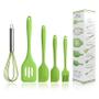 Imagem de Conjunto Culinário 5 Utensilios de Silicone para Cozinha Espatula, Pinça, Pegador de Alimentos e Pincel