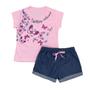 Imagem de Conjunto curto infantil 2 ao 10  algodão butterfly rosa