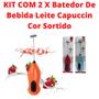 Imagem de Conjunto de 2 Mini Mixer Misturador Batedor Elétrico Bebida Leite Capuccin Sortido