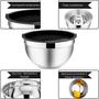 Imagem de Conjunto de 3 Bowls Tigelas de Inox com Tampa Plástica Kit