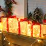 Imagem de Conjunto de 3 Caixas de Presente de Natal Iluminadas FUNIAO com 60 LEDs