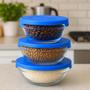 Imagem de Conjunto De 3 Potes Bowls Tigelas Vasilhas Vidro Com Tampa