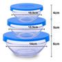 Imagem de Conjunto De 3 Potes Bowls Tigelas Vasilhas Vidro Com Tampa