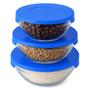 Imagem de Conjunto De 3 Potes Bowls Tigelas Vasilhas Vidro Com Tampa