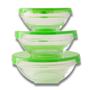 Imagem de Conjunto De 3 Potes Tigelas Bowls Vasilhas Com Tampa Vidro