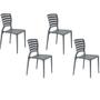 Imagem de Conjunto de 4 Cadeiras Plásticas Tramontina Encosto Vazado Horizontal Sofia  Grafite