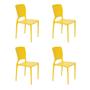 Imagem de Conjunto de 4 Cadeiras Plásticas Tramontina Safira em Polipropileno e Fibra de Vidro Amarela