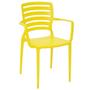 Imagem de Conjunto de 4 Cadeiras Plásticas Tramontina Sofia com Encosto Horizontal e Braços em Polipropileno e Fibra de Vidro Amarelo