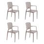 Imagem de Conjunto de 4 Cadeiras Plásticas Tramontina Sofia com Encosto Horizontal e Braços em Polipropileno e Fibra de Vidro Camurça