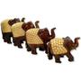 Imagem de Conjunto de 4 Elefantes de Madeira Indiana Detalhes Dourado