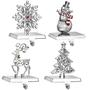 Imagem de Conjunto de 4 Porta-Meias de Natal GUOER - Modelo Floco de Neve - Vermelho